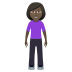 🧍🏿‍♀️ woman standing: dark skin tone display on JoyPixels